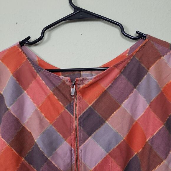 Patagonia San Benito Womens Multicolor Plaid Outlander Back Zip Blouse‎ Top Sz 4 - Picture 3 of 10